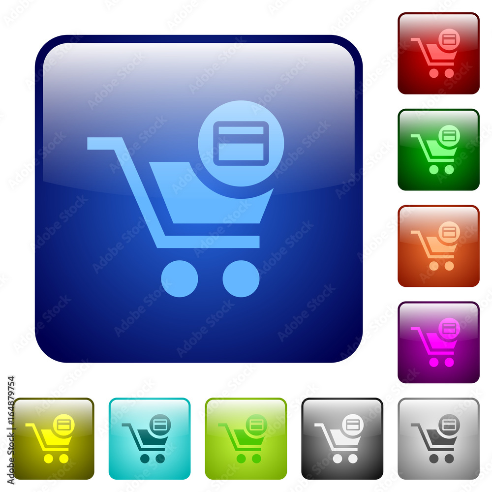 Credit card checkout color square buttons