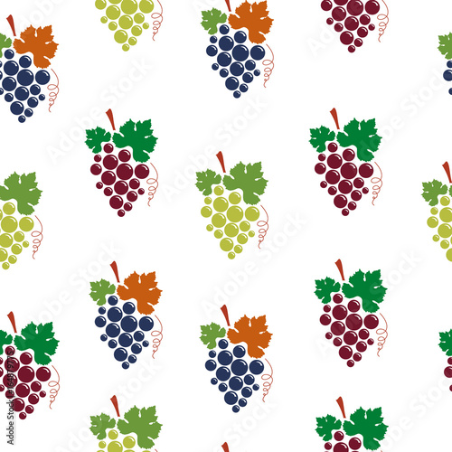 Виноград бесшовный шаблон с бесконечно повторяющимися элементами. Векторная иллюстрация. 