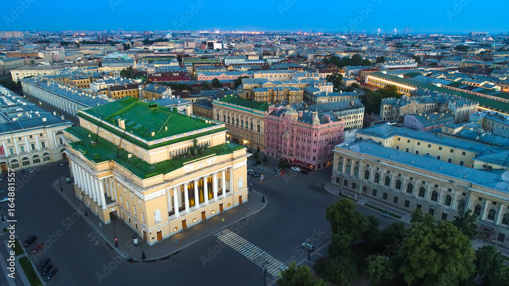 Fototapeta premium Academic Drama Theater named after A. S. Pushkina Alexandrinsky Theater. Alexander Theater in St. Petersburg.