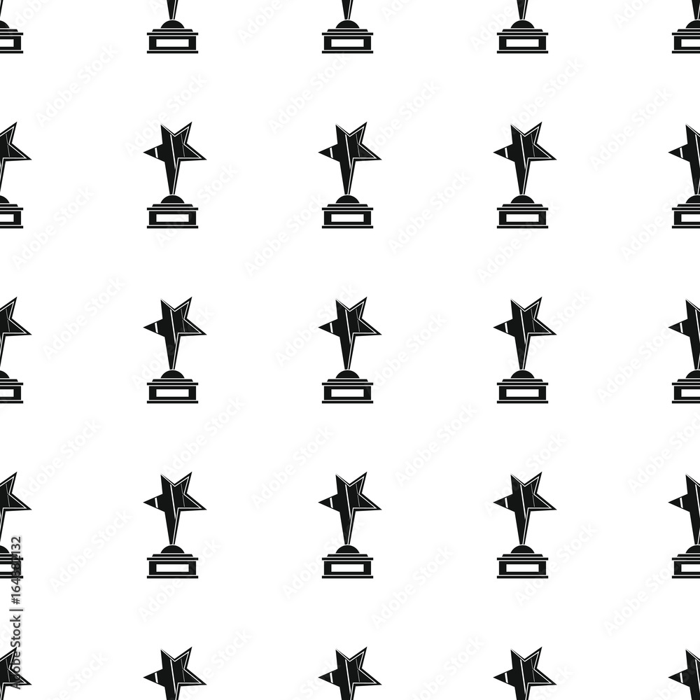 Awards sport winner black simple silhouette cup with star vector seamless pattern. Silhouette stylish texture. Repeating awards seamless pattern background for winner sport design and web