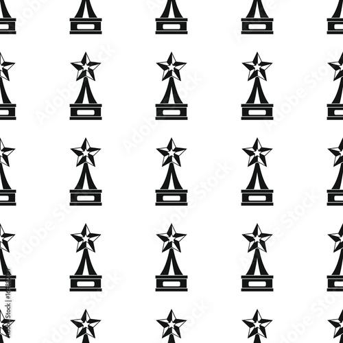 Awards sport winner black simple silhouette cup with star vector seamless pattern. Silhouette stylish texture. Repeating awards seamless pattern background for winner sport design and web © keltmd