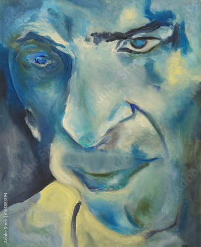 Blue abstract face illustration