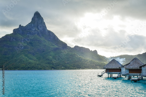 A cloudy day in Paradise, looking over the lagoon of Bora Bora