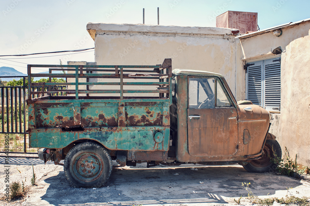 old three-wheeled truck
