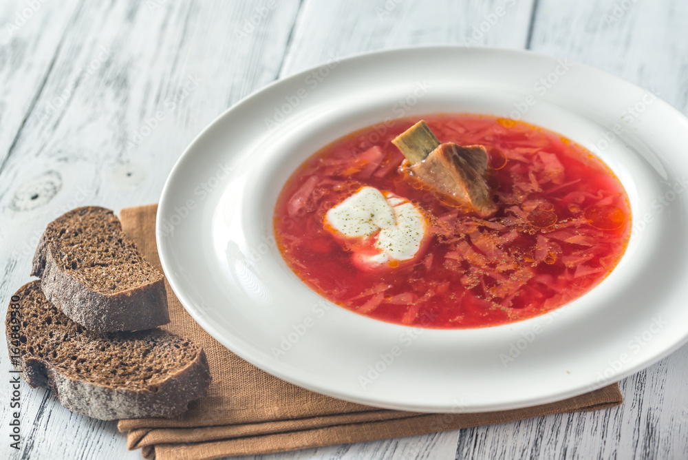 Borsch - Ukrainian traditional beetroot soup Borsch - Ukrainian traditional beetroot soup