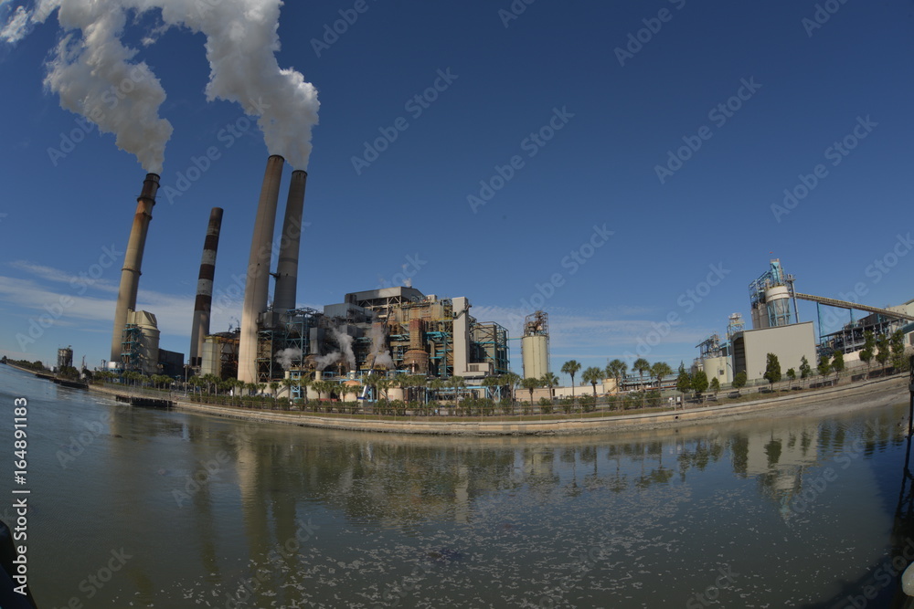 Industry power plant by river 