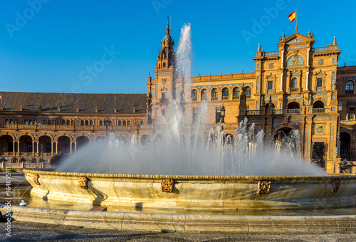 water fountain at plaza de espana in Seville, Spain, Europe