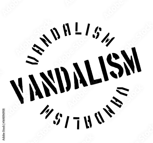 Vandalism rubber stamp. Grunge design with dust scratches. Effects can be easily removed for a clean, crisp look. Color is easily changed.