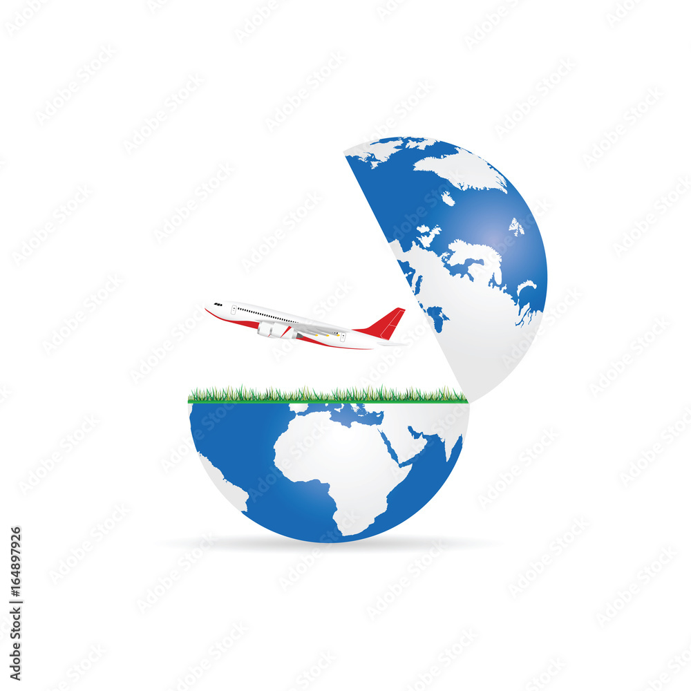 Fototapeta premium globe with airplane illustration