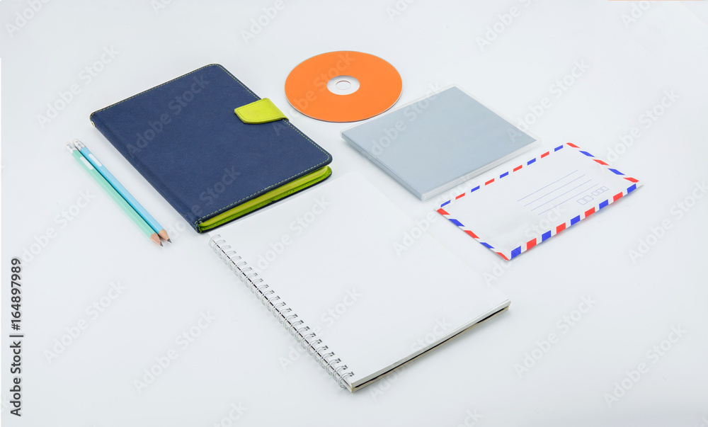 school supplies, stationery accessories on white background. Flat lay, top view school supplies, stationery accessories on white background. Flat lay, top view