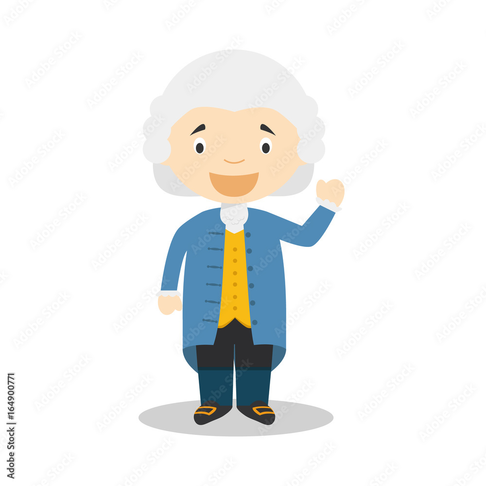 Jean-Jacques Rousseau cartoon character. Vector Illustration. Kids History  Collection. Stock Vector | Adobe Stock