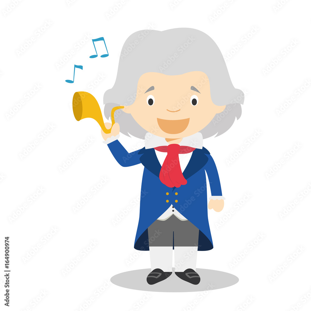 Ludwig van Beethoven cartoon character. Vector Illustration. Kids History Collection. Ludwig van Beethoven cartoon character. Vector Illustration. Kids History Collection.