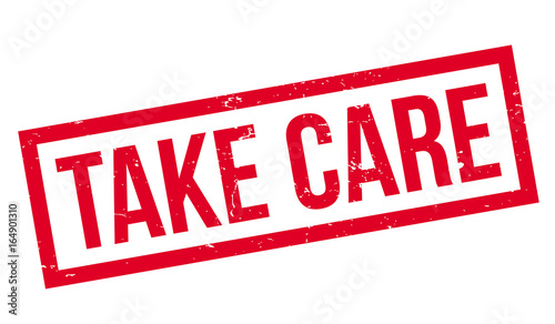 Take Care rubber stamp. Grunge design with dust scratches. Effects can be easily removed for a clean, crisp look. Color is easily changed.