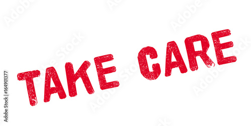 Take Care rubber stamp. Grunge design with dust scratches. Effects can be easily removed for a clean, crisp look. Color is easily changed.