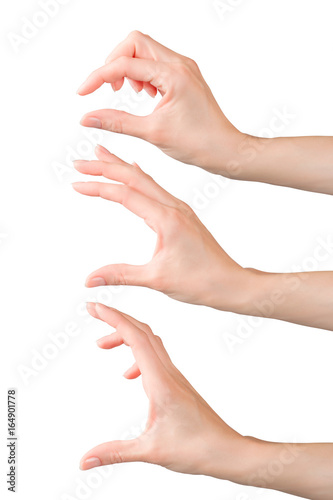 Woman hands set holding or ...