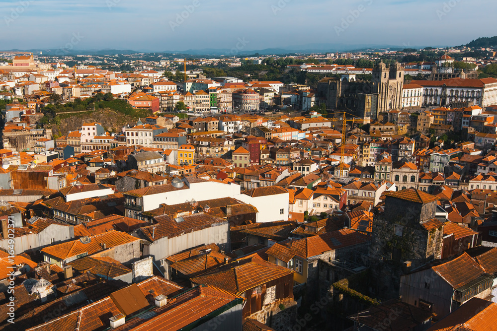 Top view of old town Porto, Portugal.