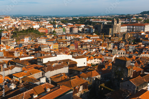 Top view of old town Porto, Portugal.
