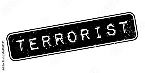 Terrorist rubber stamp. Grunge design with dust scratches. Effects can be easily removed for a clean, crisp look. Color is easily changed.