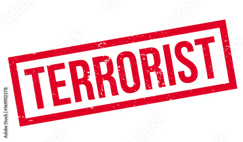 Terrorist rubber stamp. Grunge design with dust scratches. Effects can be easily removed for a clean, crisp look. Color is easily changed.