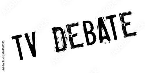 Tv Debate rubber stamp. Grunge design with dust scratches. Effects can be easily removed for a clean, crisp look. Color is easily changed.