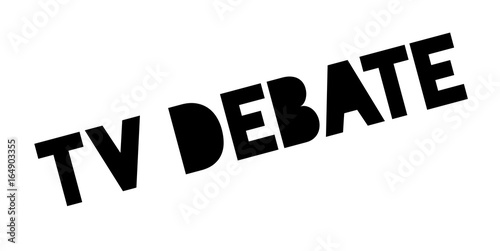 Tv Debate rubber stamp. Grunge design with dust scratches. Effects can be easily removed for a clean, crisp look. Color is easily changed.