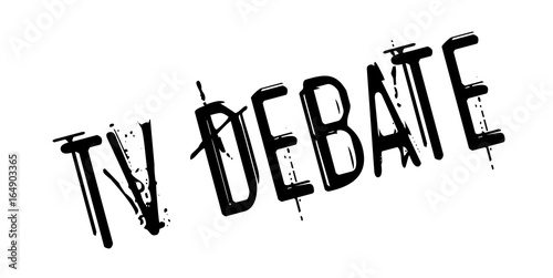 Tv Debate rubber stamp. Grunge design with dust scratches. Effects can be easily removed for a clean, crisp look. Color is easily changed.