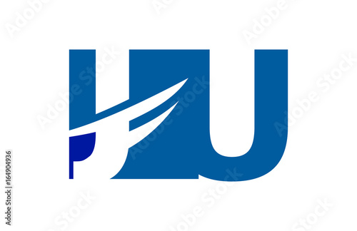 JU Negative Space Square Swoosh Letter Logo