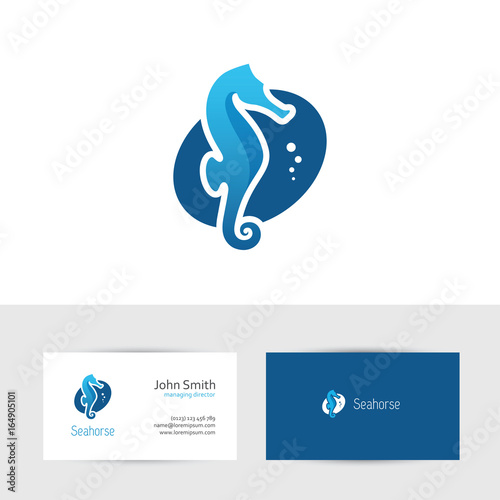 Blue seahorse logo