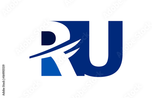 RU Negative Space Square Swoosh Letter Logo