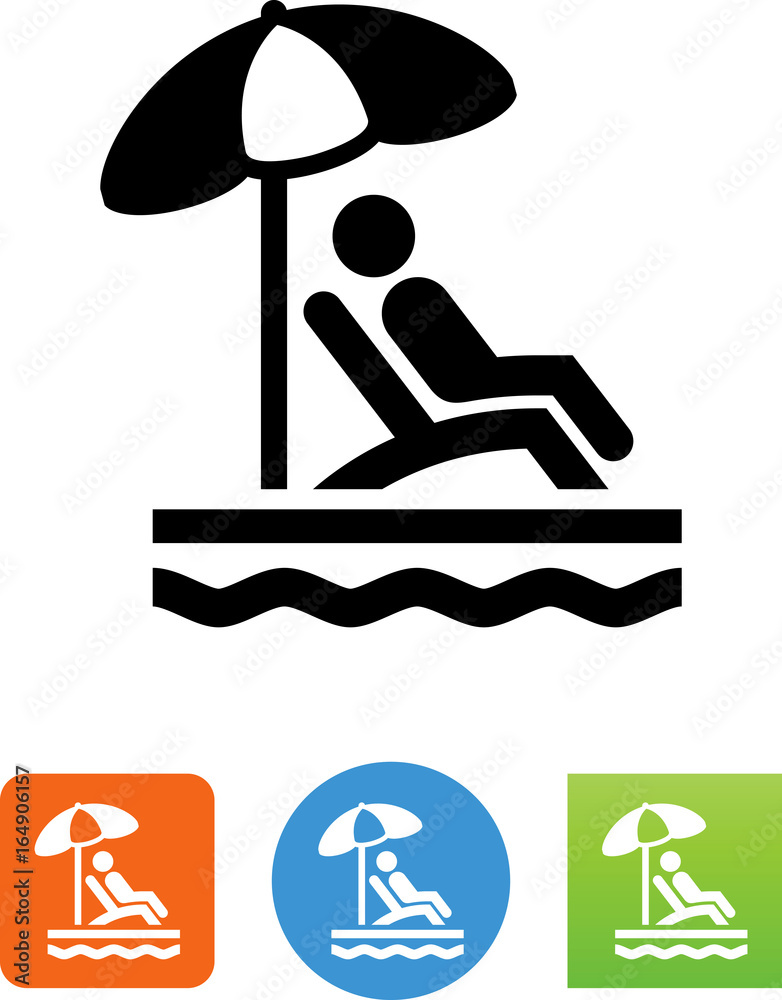 Beach Chair With Umbrella Icon - Illustration