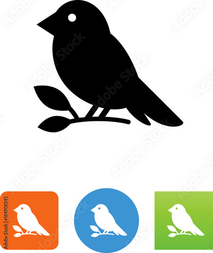 Bird Sitting On A Branch Icon - Illustration