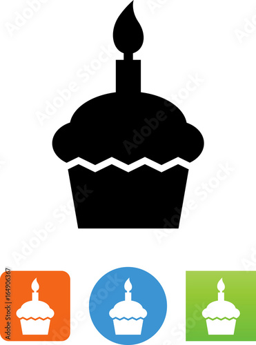 Birthday Cupcake Icon - Illustration