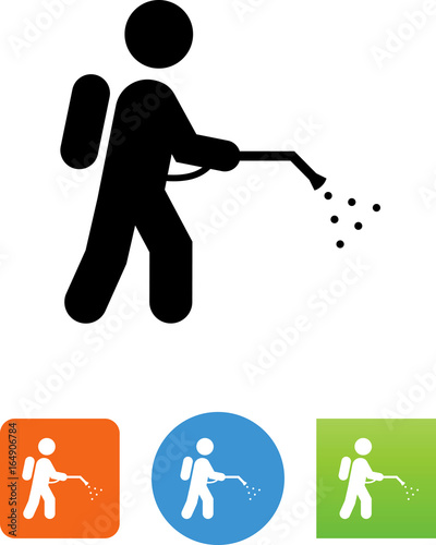 Bug Exterminator Walking And Spraying Icon - Illustration