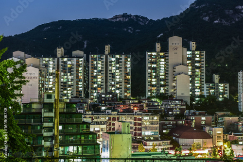 Photography downtown night of seoul, korea