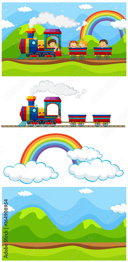 Scene with children on the train Scene with children on the train