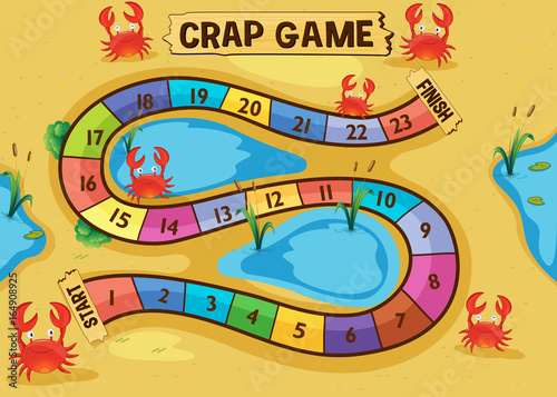 Boardgame template with crabs on the sand
