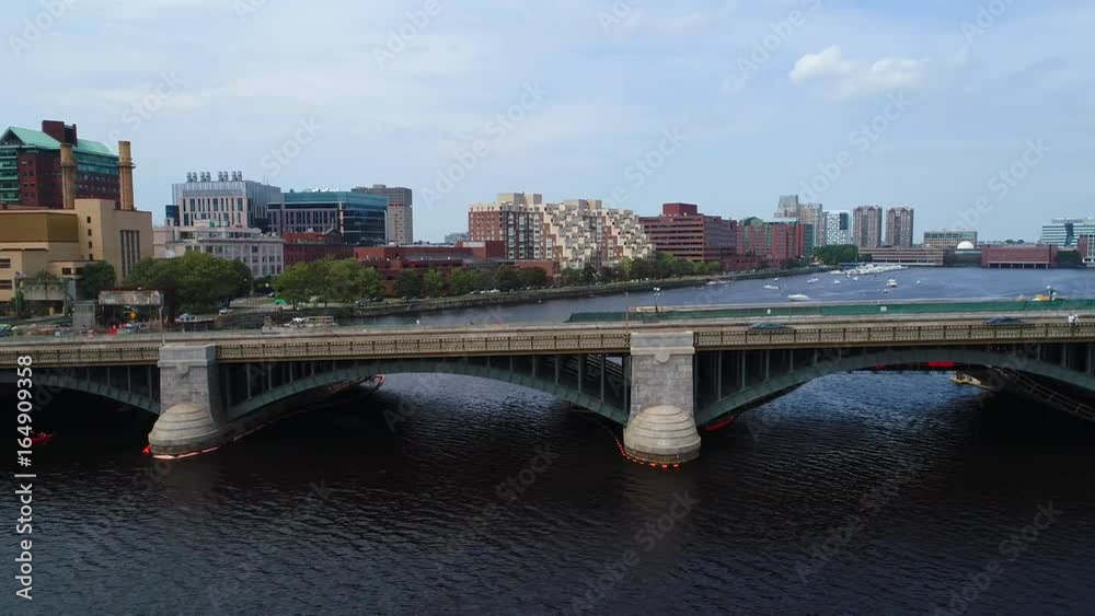 Sideways aerial drone video Longfellow Bridge Boston 4k 60p Sideways aerial drone video Longfellow Bridge Boston 4k 60p