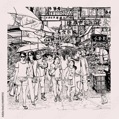 Hong Kong, people in a street