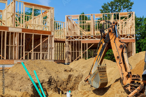 Unfinished house of still under construction. Building concept