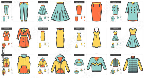 Clothes line icon set.