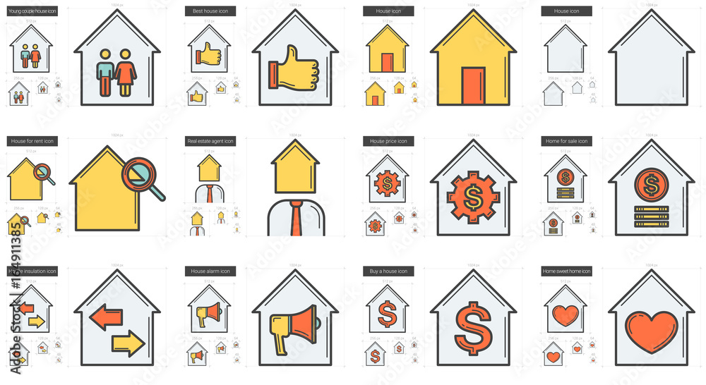 Real estate line icon set. Real estate line icon set.