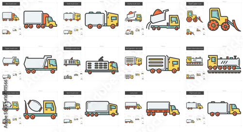 Transportation line icon set.