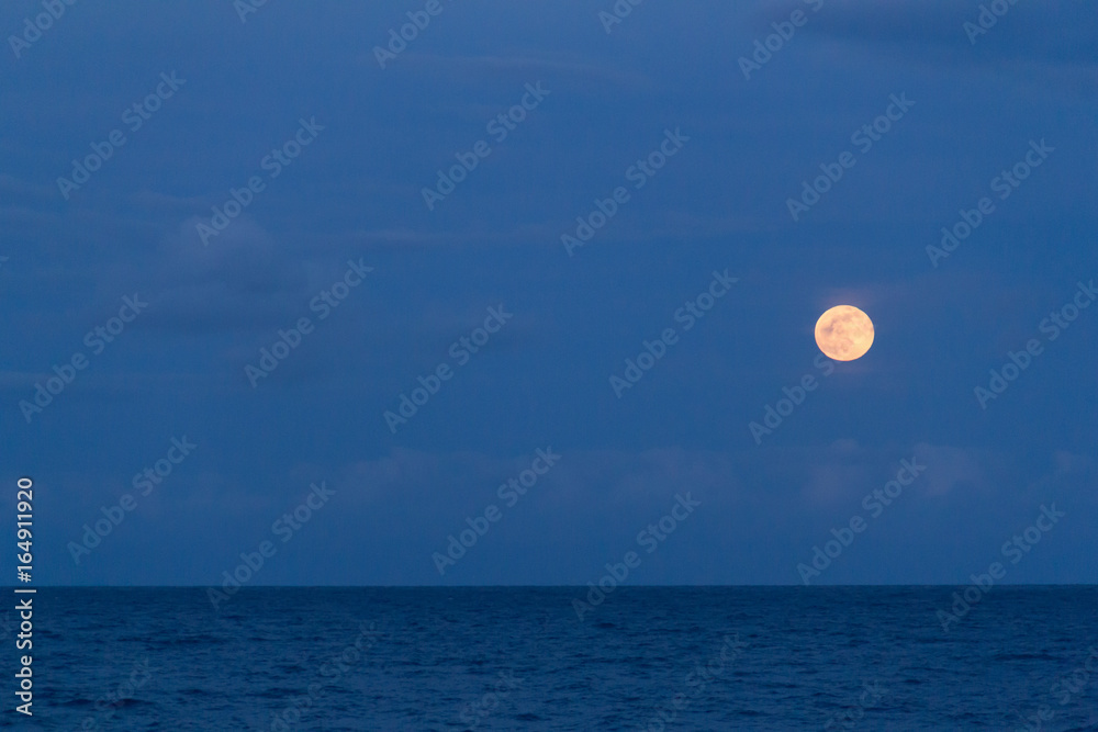 Hawaii Big Island July 2017 Full Moon Over Ocean