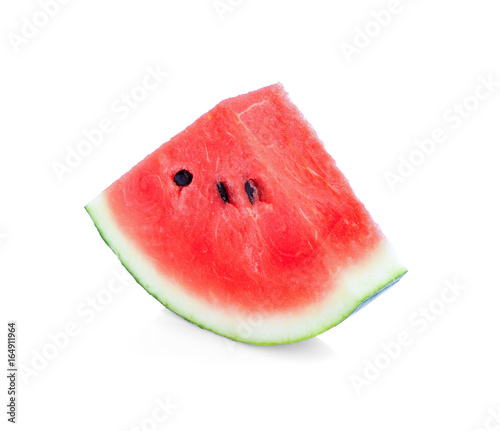 watermelon slice closeup on white background
