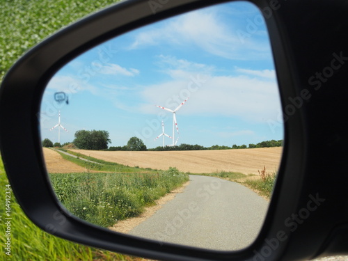 Car mirror reflection nature	
