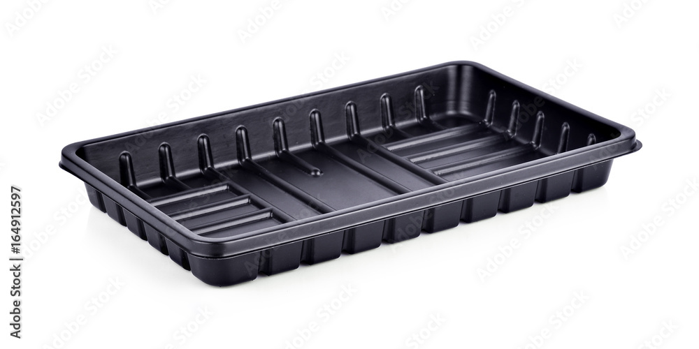 Black Plastic Storage Tray On White Background Black Plastic Storage Tray On White Background