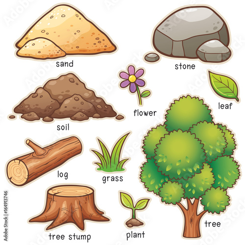 Vector illustration of Cartoon nature element vocabulary