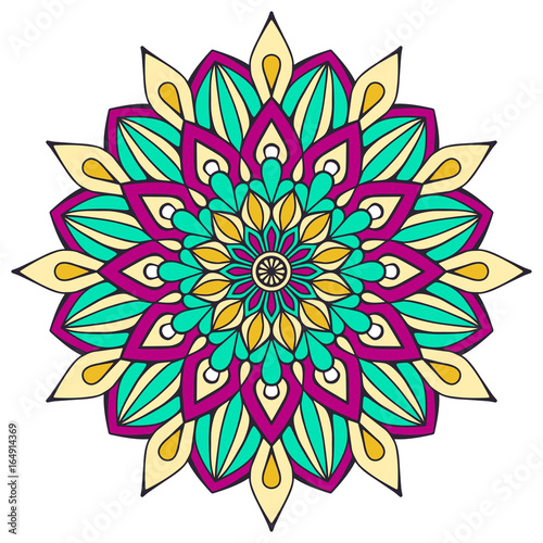 Flower Mandala. Vintage decorative elements. Oriental pattern, vector illustration. Islam, Arabic, Indian, moroccan,spain, turkish, pakistan, chinese, mystic, ottoman motifs. Coloring book page © lovelymandala