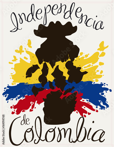 Llorente's Flower Vase Broken and Splashes for Colombian Independence Day, Vector Illustration photo