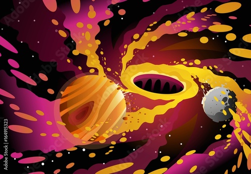 black hole eating planets
